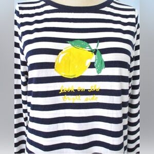 Kate Spade Blue Nautical Stripe T-Shirt Knit Nightie Dress Bright Side Lemon